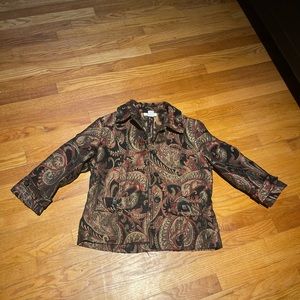Brocade pattern jacket, black, red, gold